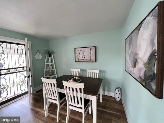 dining room featuring hardwood / wood-style floors and a baseboard radiator