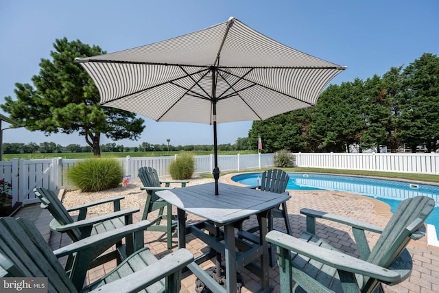 view of patio / terrace featuring a fenced in pool