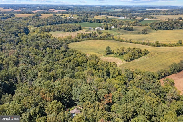 birds eye view of property with a forest view