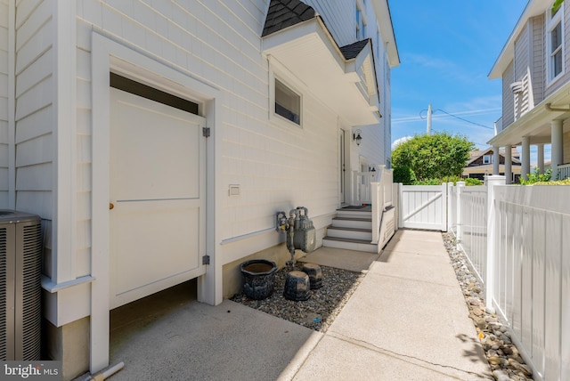 exterior space featuring central air condition unit