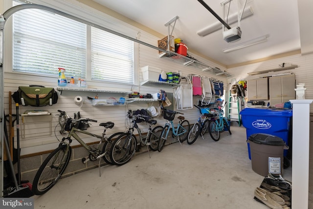 garage with a garage door opener