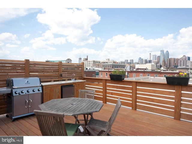 deck featuring area for grilling