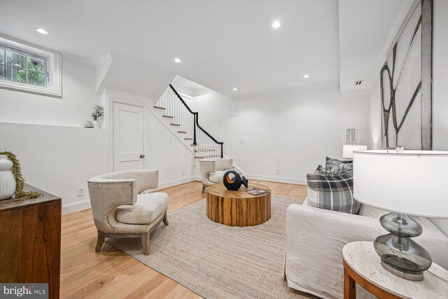 interior space with light hardwood / wood-style flooring