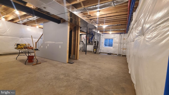 basement featuring water heater