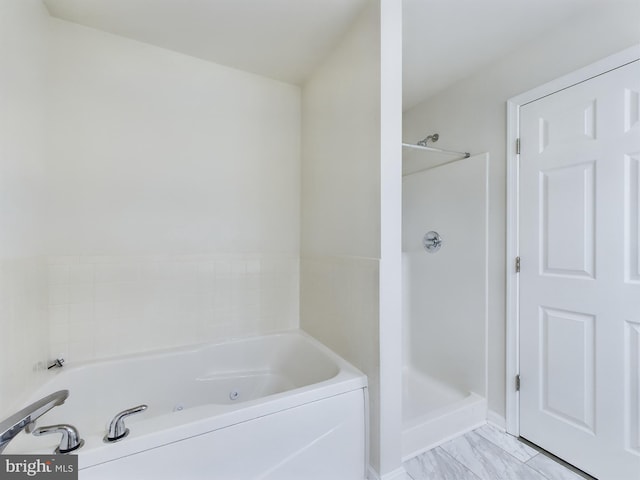 bathroom with plus walk in shower