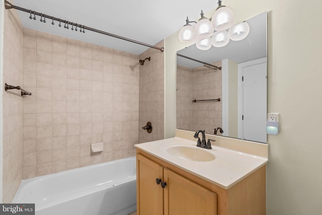 full bathroom featuring bathtub / shower combination and vanity