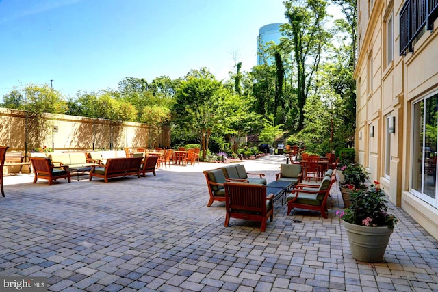 view of patio with outdoor lounge area