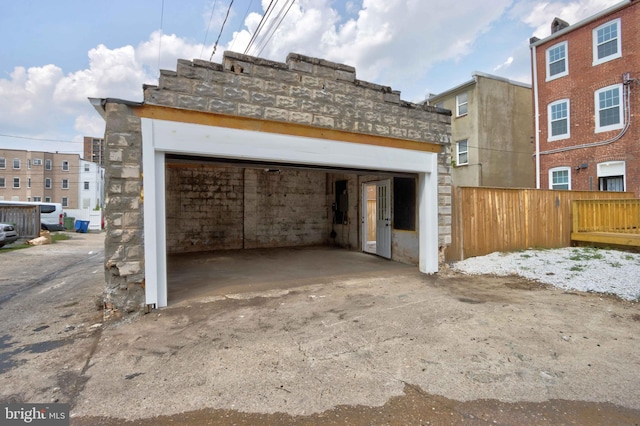 view of garage