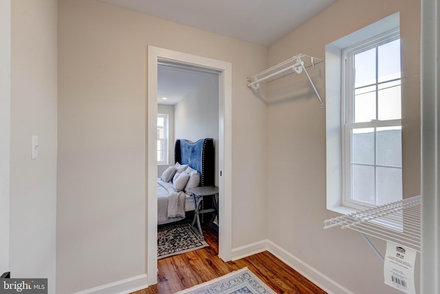 walk in closet featuring hardwood / wood-style flooring