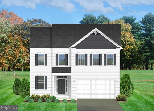 13810 Pulaski Dr Unit 72, Hagerstown, MD 21742 - view of front facade featuring a front lawn, a garage, roof with shingles, and driveway