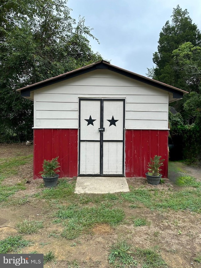 view of shed