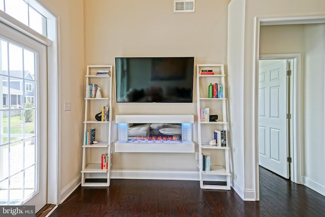 interior space featuring dark wood-type flooring