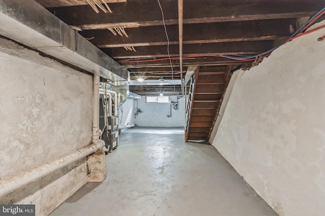 basement with heating unit