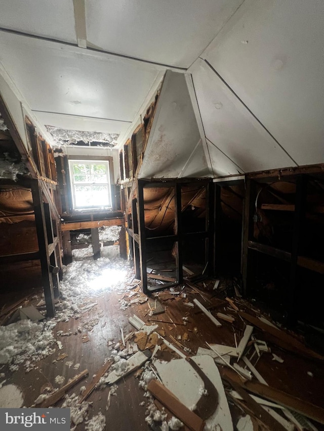 view of unfinished attic