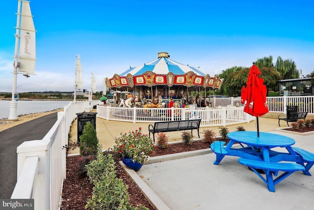 view of jungle gym with fence