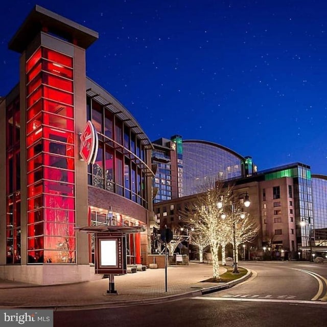 view of property at night