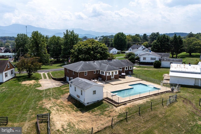 aerial view with a mountain view