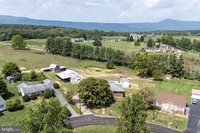 birds eye view of property with a mountain view