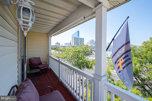 balcony featuring a city view