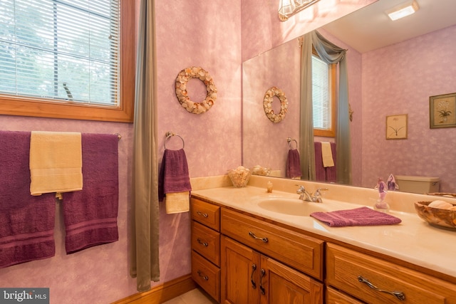 bathroom with toilet and vanity