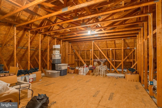 view of unfinished attic