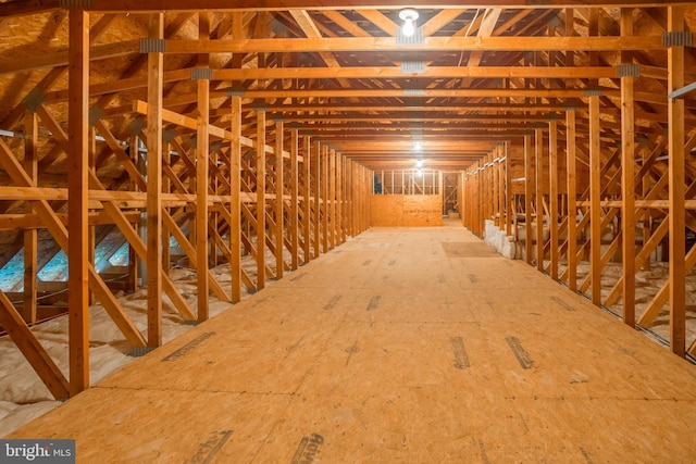 view of unfinished attic