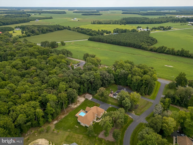 bird's eye view with a rural view