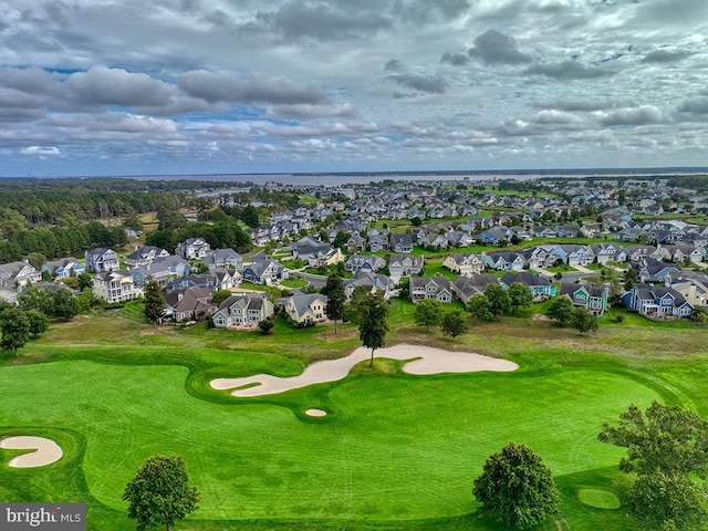 aerial view with a residential view and golf course view