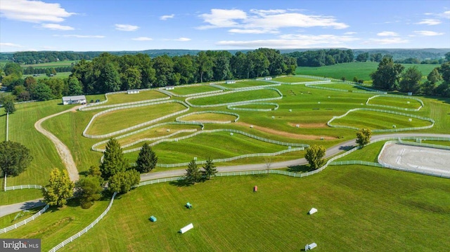 drone / aerial view with a rural view