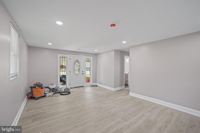 interior space with light hardwood / wood-style flooring