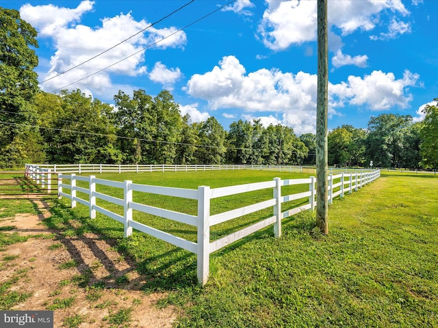 view of yard with a rural view