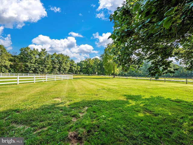 view of yard with a rural view