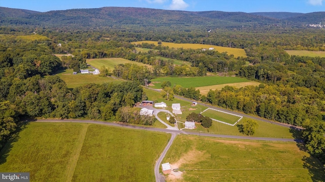 birds eye view of property featuring a mountain view