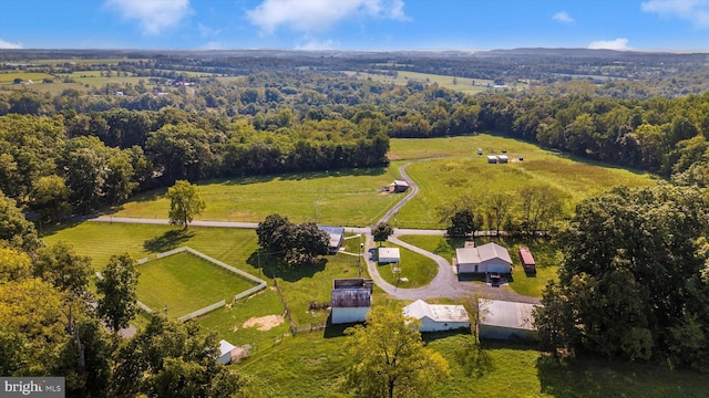 bird's eye view with a rural view