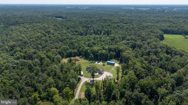 aerial view with a wooded view