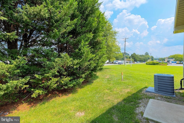 view of yard featuring central AC