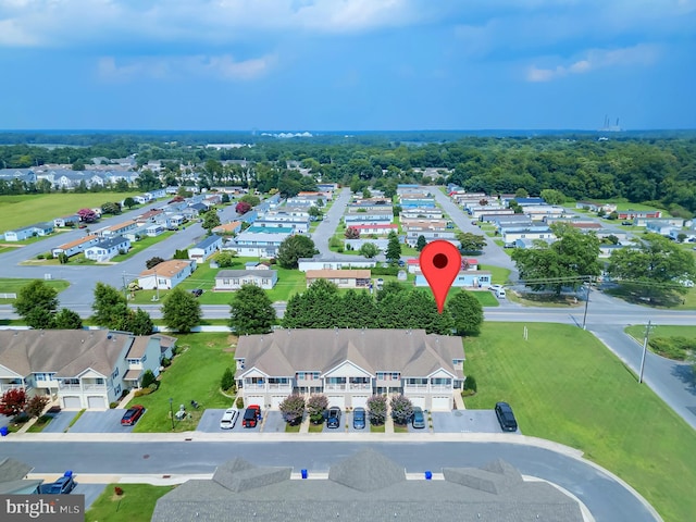 drone / aerial view with a residential view