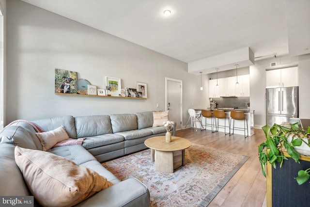 living room featuring light hardwood / wood-style flooring