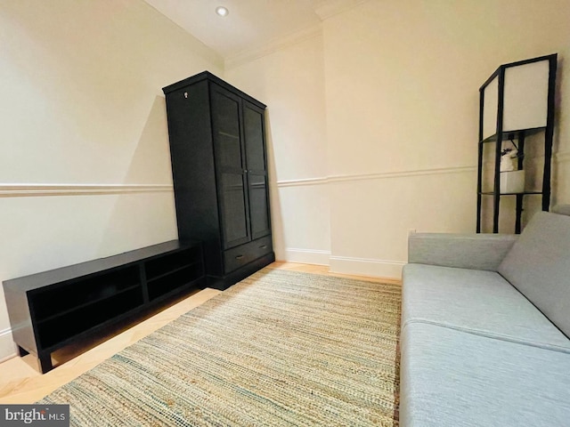 bedroom featuring crown molding