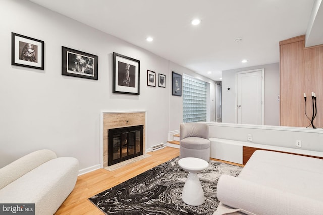 living room featuring light hardwood / wood-style flooring