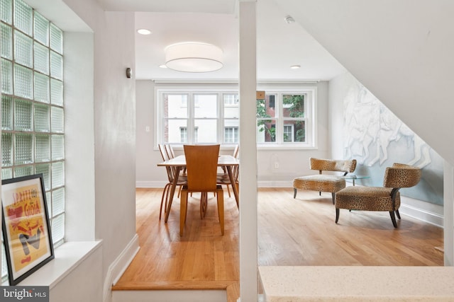 living area featuring hardwood / wood-style flooring