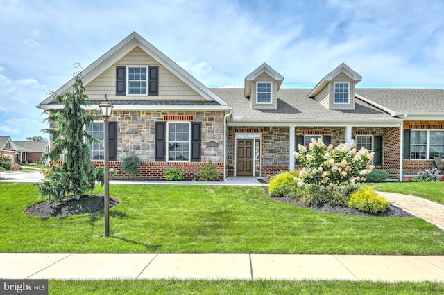 view of front of home featuring a front lawn