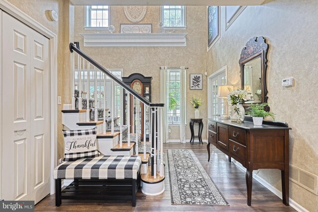 entrance foyer featuring plenty of natural light, visible vents, and wood finished floors