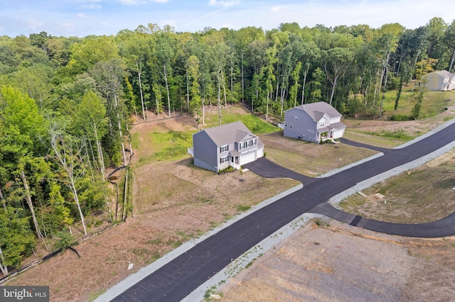 bird's eye view with a view of trees