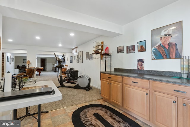 interior space featuring light tile patterned floors