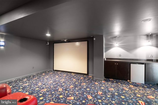 view of carpeted home theater