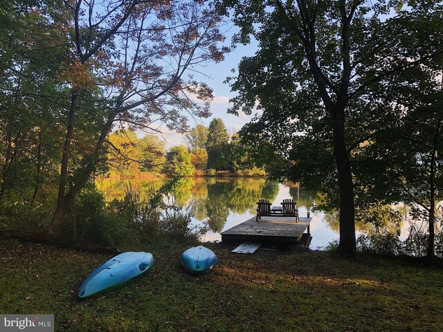 view of dock featuring a water view