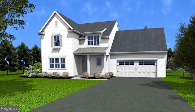 view of front of home featuring a garage and a front yard