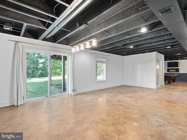 basement with pool table