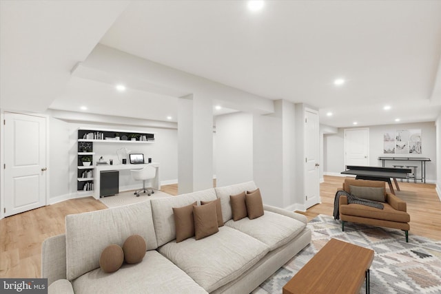 living room with light hardwood / wood-style floors